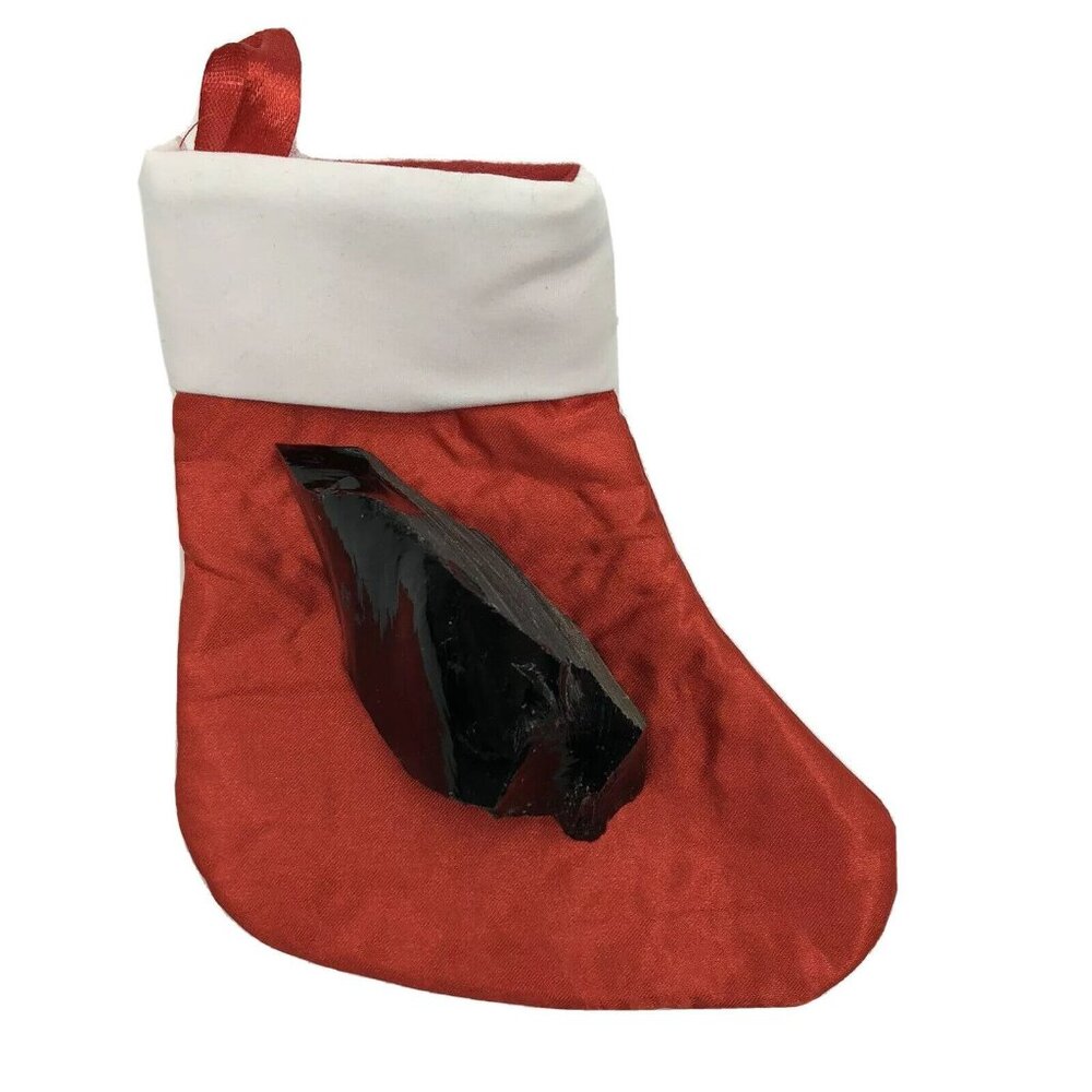 Rock Lovers Gag Gift Rough Obsidian "Coal" Christmas Stocking Holiday Crystal